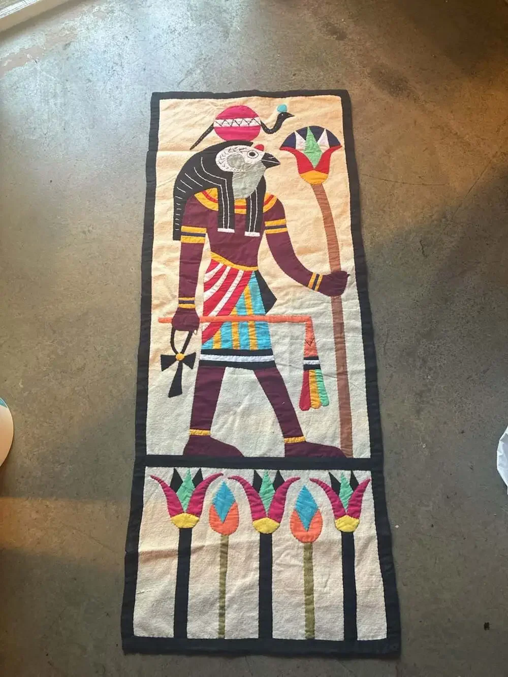 Lot of 7 VTG Handmade Egyptian Khayamiya Appliqué Textile Wall Hanging Tapestry